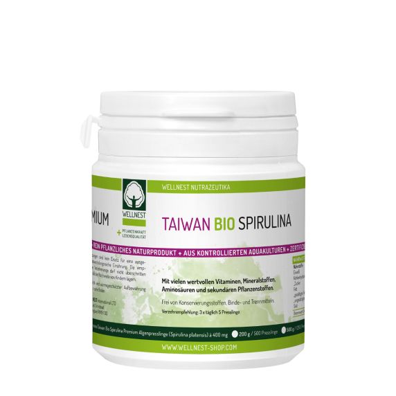 500 g Taiwan Spirulina Bio Algen 400 mg (1250 Presslinge)