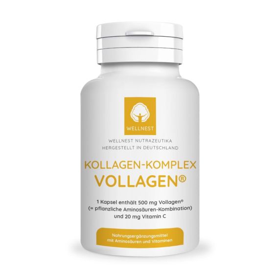 90 vegane Kapseln Kollagen-Komplex Vollagen®. Patentierte Kombination 19 pflanzlicher Aminosäuren in Reinform