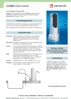 Wasserfilter Carbonit SanUno Datenblatt