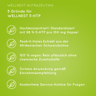 5 Gründe für Wellnest 5-HTP (98 %) 100 mg (aus Griffonia simplicifolia)