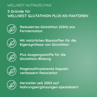 5 Gründe für Wellnest Glutathion plus Ko-Faktoren 180 Kapseln